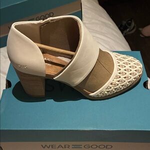 TOMS Women's White Woven Heeled Shoes